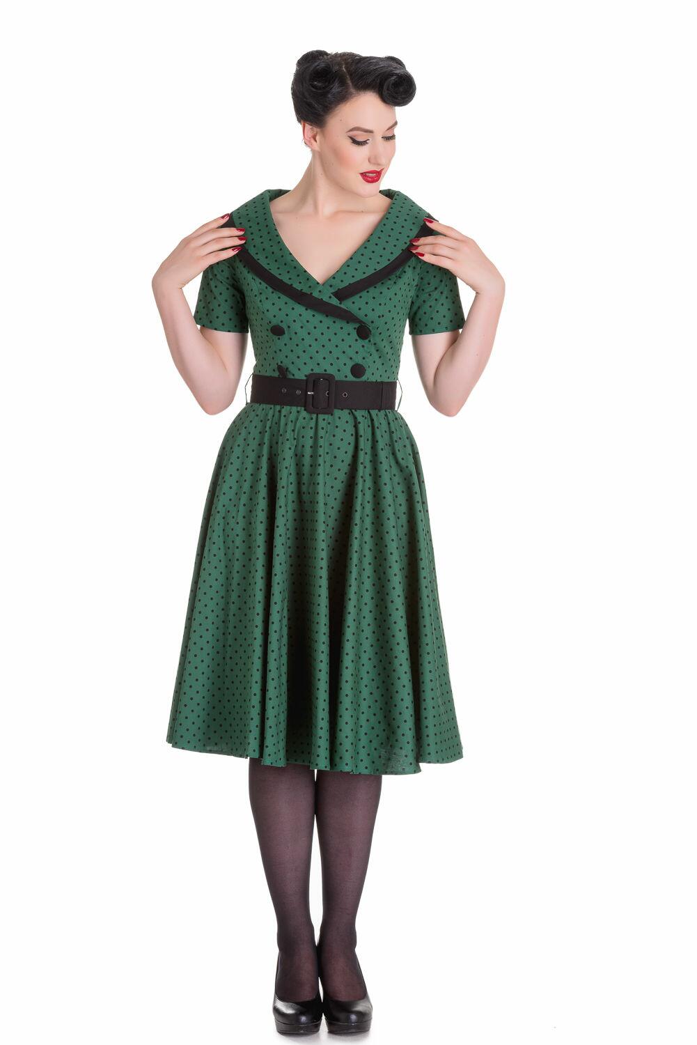 Køb Grøn kjole med og prikker - Price: 450,00,-