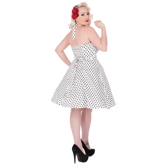 Hvid halterneck-kjole med prikker