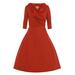 Ilona-rød kjole med ærmer